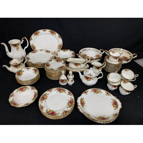 629 - Royal Albert Old Country Rose, 74 pieces, mostly seconds, some wear to gilding and chip repair to 1 ... 