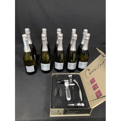 709 - 10 Bottles of Senti Prosecco and corkscrew Set