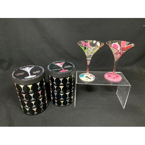 713 - Two boxed Lolita hand painted Martini glasses