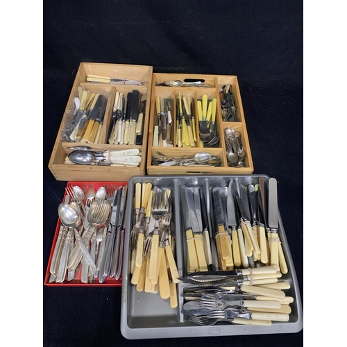 717 - Collection of 4 trays of loose cutlery