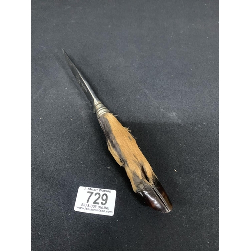 729 - German stags foot fighting knife