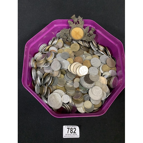 782 - Tub of assorted coins, weight 4.5 kilos gross