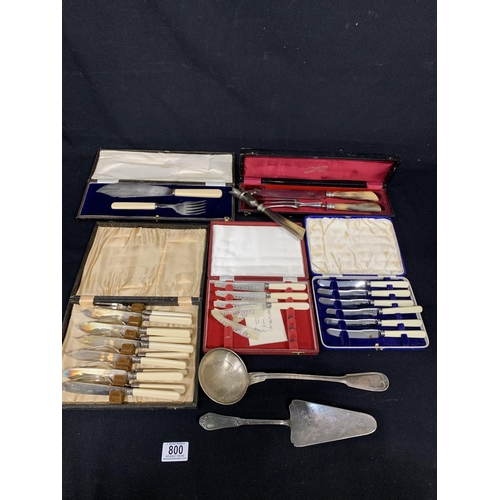 800 - Cased Cutlery, carving set and servers