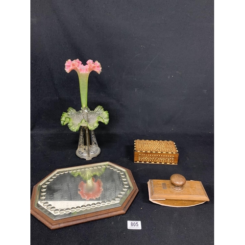 805 - Epergne, mirror, blotter and box