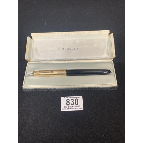 830 - Parker 51 Fountain Pen with rolled Gold cap in original box