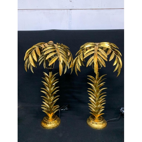 1046 - A pair of decorative gilt Palm Tree Table Lamps, height 72 cms