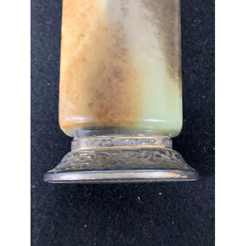 826 - Jewelled agate Scent Bottle, length 7.5 cms, 3 other Stone Scent Bottles and two Specimen stones