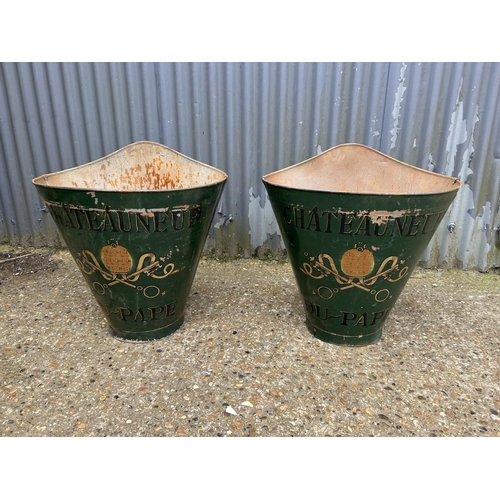 101I - A pair of vintage French Chateauneuf du Pape grape harvesting buckets