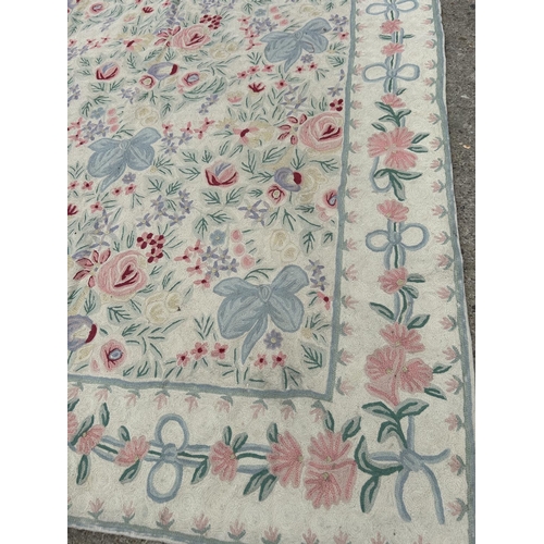 280D - A floral pattern Kashmiri handstitch Wool Chain wall hanging / throw 186x122