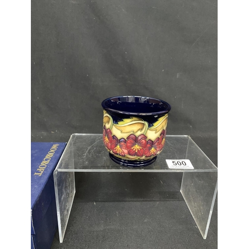 500 - Boxed Moorcroft  Pot, height 9cms