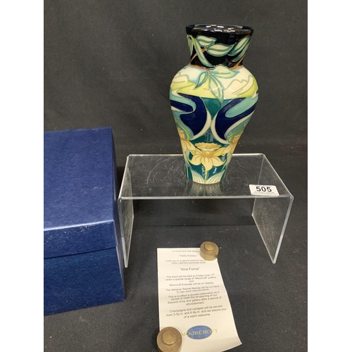 505 - Limited Edition boxed Moorcroft vase, 