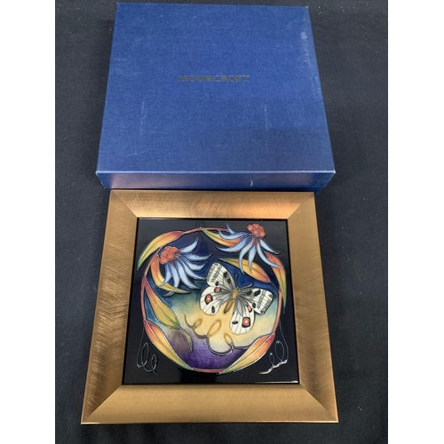 506 - Boxed Framed Moorcroft Apollo Plaque , overall 28 x 28cms