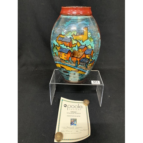 511 - Poole handthrown RedCliffe Wareham vase, Signed Jane Brewer, height 31cms