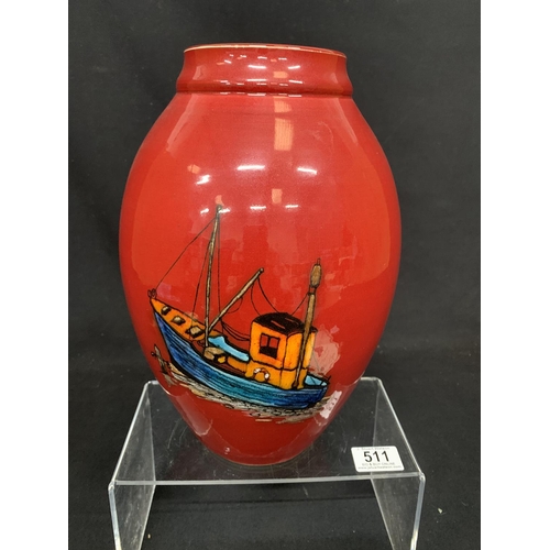 511 - Poole handthrown RedCliffe Wareham vase, Signed Jane Brewer, height 31cms