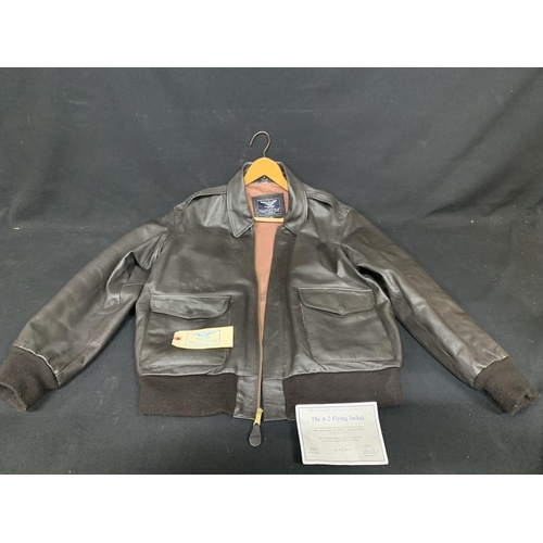 670 - Danbury Mint A-2 Reproduction Leather Flying Jacket Size 42