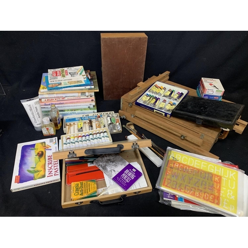 Artist Easel, paints and art books