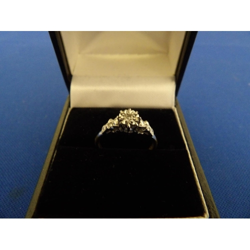 874 - Hallmarked 18ct & Platinum Illusion Set Solitaire Ring, Size K, weight 2.4 gms