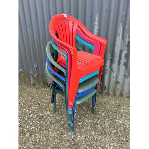 108 - Five kids size garden stacking chairs