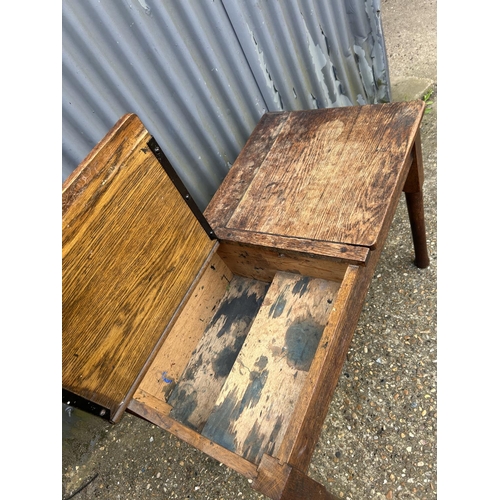 13 - A vintage double school desk