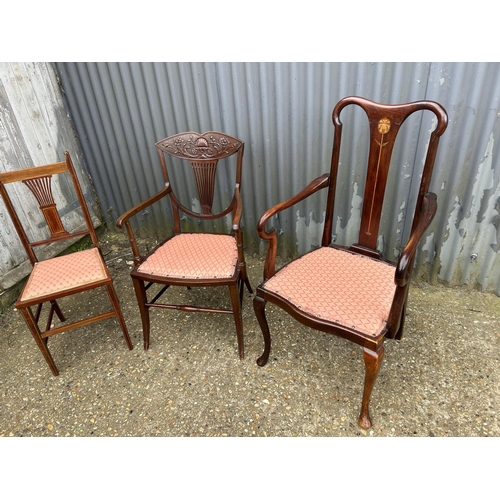 149 - Two mahogany carver chairs and one other