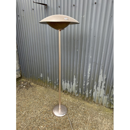 160 - A retro floor standing up lighter lamp with aluminium mushroom style shade