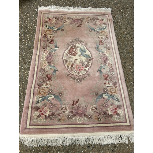 163 - A pink pattern chinese rug purchased from Harrods 188x122