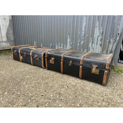 177 - Two large vintage travelling trunks