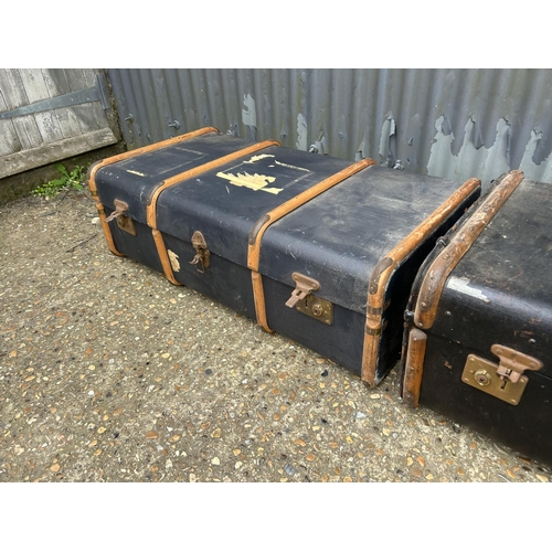 177 - Two large vintage travelling trunks