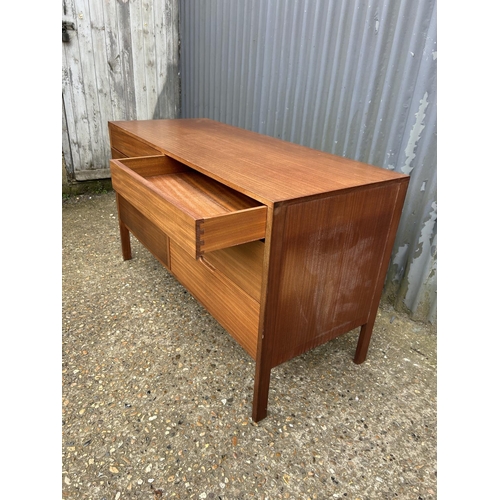 210 - A modern teak lowboy chest of six drawers 124x51x71