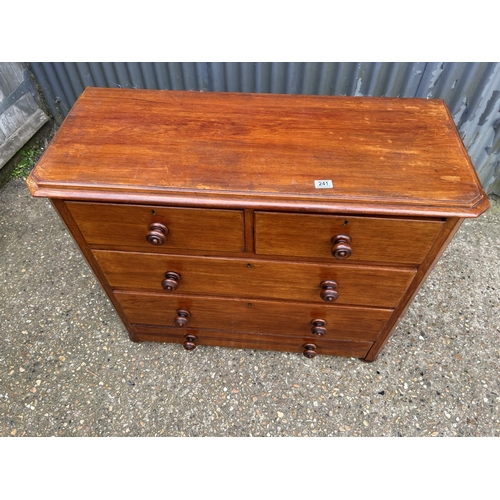 241 - A Victorian mahogany chest of five drawers 108x30x80