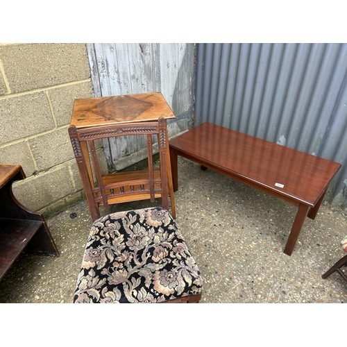 247 - Three chairs, two occasional tables, book rack