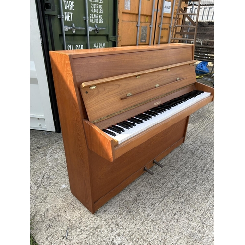 291 - An EVESTAFF MINI GRAND teak cased upright piano 130cm wide