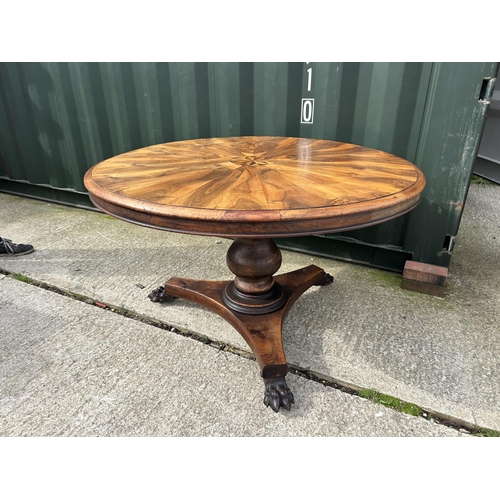 327 - An inlaid rosewood circular tilt top loo table 117x75