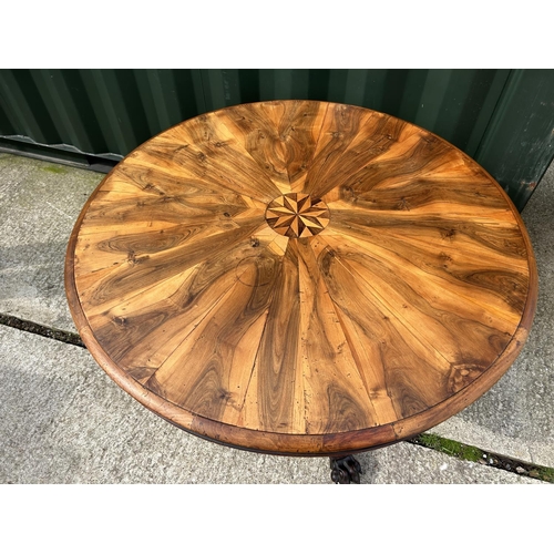 327 - An inlaid rosewood circular tilt top loo table 117x75