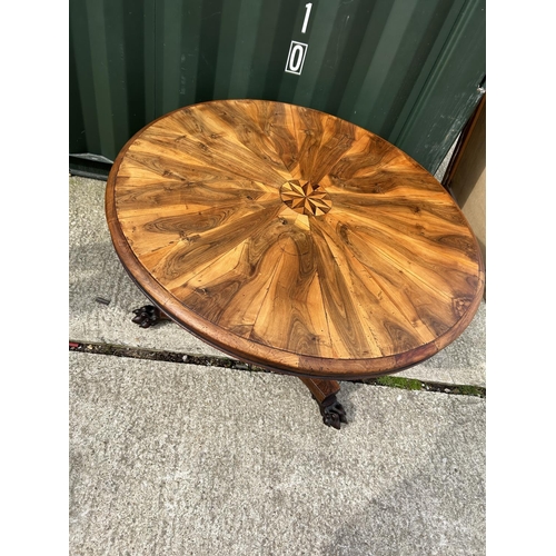 327 - An inlaid rosewood circular tilt top loo table 117x75