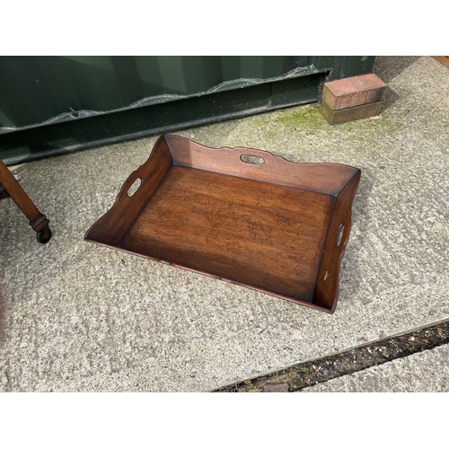 330 - A Georgian mahogany trolley together with Georgian mahogany Serving tray