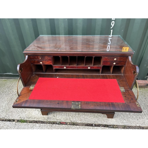 332 - A Victorian mahogany secretaire chest of four drawers, fitted to the interior with writing surface, ... 