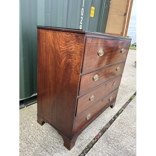 332 - A Victorian mahogany secretaire chest of four drawers, fitted to the interior with writing surface, ... 