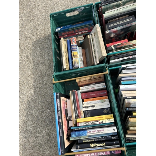 349 - 14 crates of assorted books, including art interest, hardback reference books and paperbacks