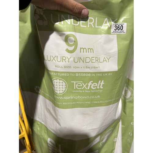 360 - Three rolls of TEXFELT 9mm underlay as new