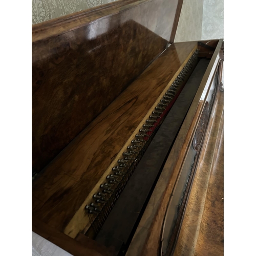 50a - An ornate walnut cased upright Piano by GEORGE BEACHEN London