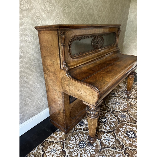 50a - An ornate walnut cased upright Piano by GEORGE BEACHEN London