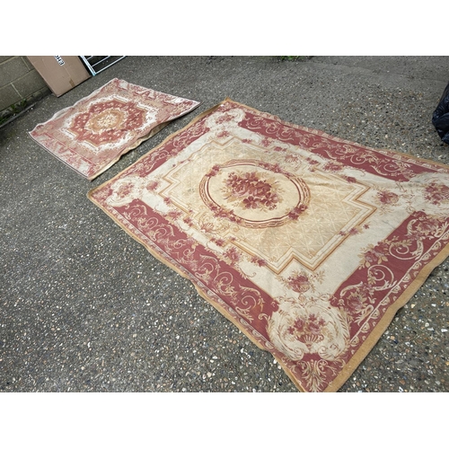 55 - Two large red and gold pattern rug / throws by Laura Ashley largest 230x150