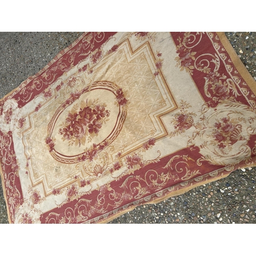 55 - Two large red and gold pattern rug / throws by Laura Ashley largest 230x150