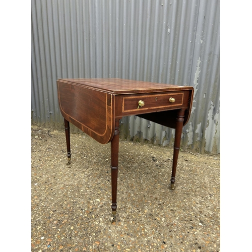 58 - A regency style mahogany drop tea table inlaid with satinwood