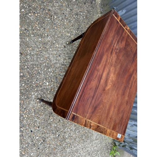 58 - A regency style mahogany drop tea table inlaid with satinwood