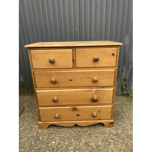 60 - A solid pine chest of five drawers 90x44x95