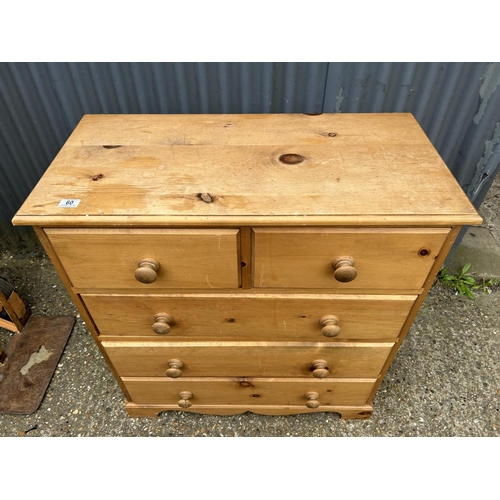 60 - A solid pine chest of five drawers 90x44x95