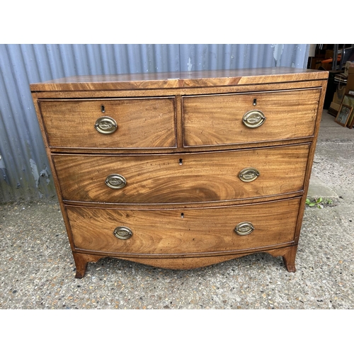 86 - A Victorian mahogany bow front chest  of four drawers 102x50 x88