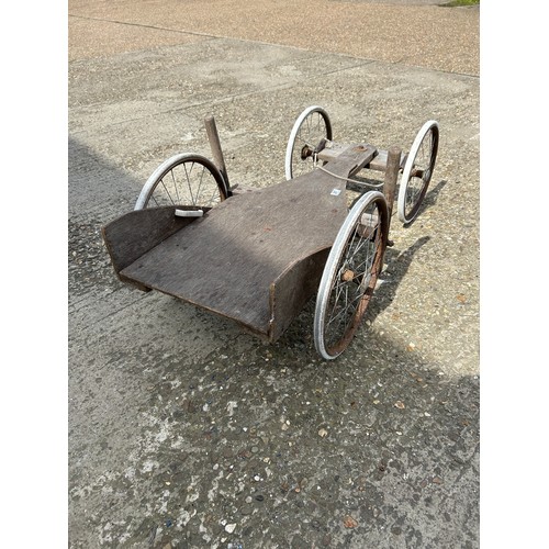 267 - Vintage pram wheel go kart